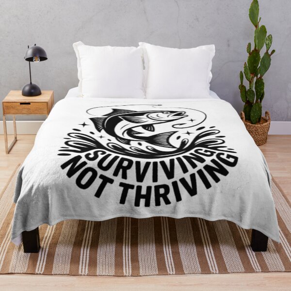 Item preview, Surviving Not Thriving – Minimalist Fishing Line Art Graphic designed and sold by NewUSShop.