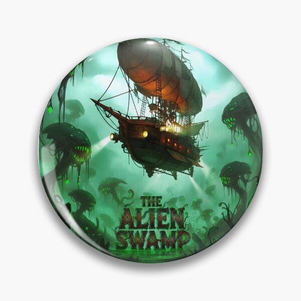 Item preview, The Alien Swamp — Steampunk Airship in Toxic Bioluminescent Marsh designed and sold by The Visual Syllabus.