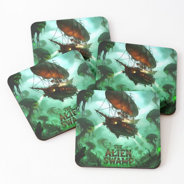 Item preview, The Alien Swamp — Steampunk Airship in Toxic Bioluminescent Marsh designed and sold by The Visual Syllabus.
