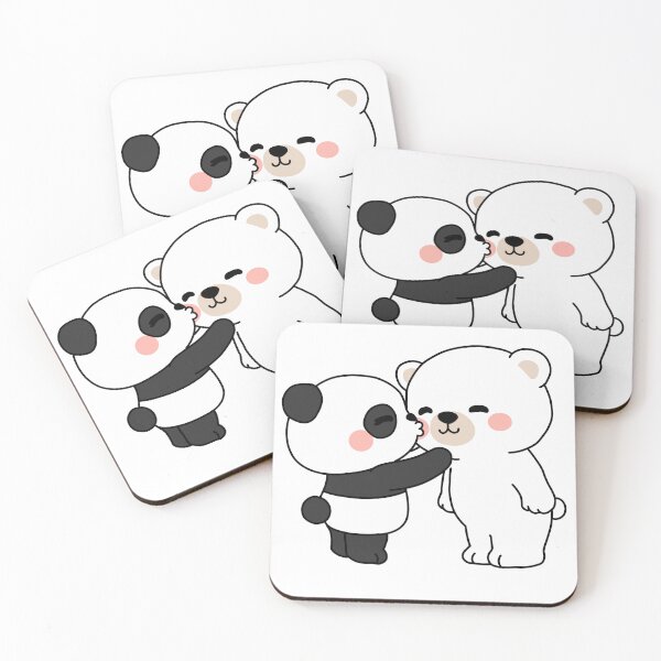 Item preview, Cute Panda Kissing Polar Bear Cheeks – Kawaii Bear Friends Sticker designed and sold by JEVANStudio.