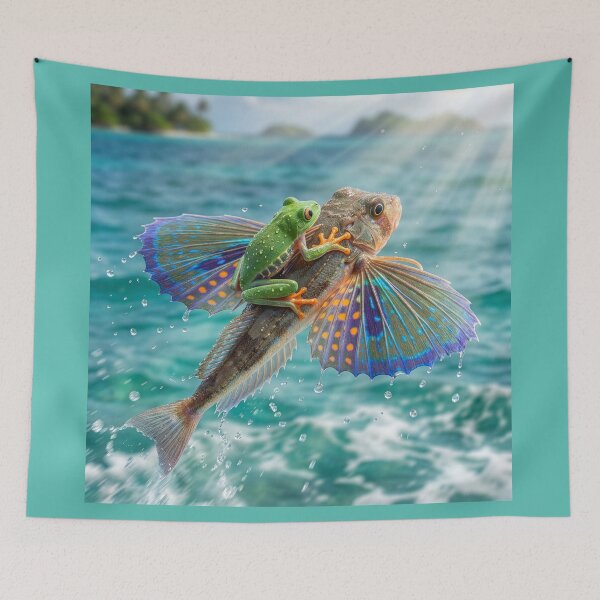 Item preview, Frog Catches a Ride on Flying Gurnard designed and sold by Tridentulus.