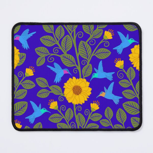 Item preview, Hummingbirds and sunflowers on deep blue designed and sold by MarySchwindt.