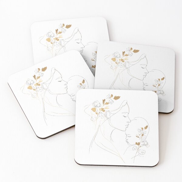 Item preview, Motherhood Bond Gold Floral Line Art Mother's Day designed and sold by BigStar-Cart.