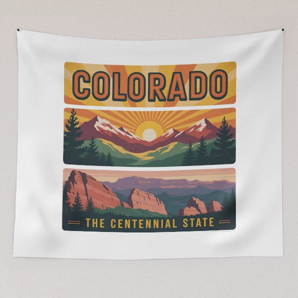 Item preview, Colorado The Centennial State Retro Sunset Mountain Landscape Vintage Travel Poster designed and sold by graphic-genie.