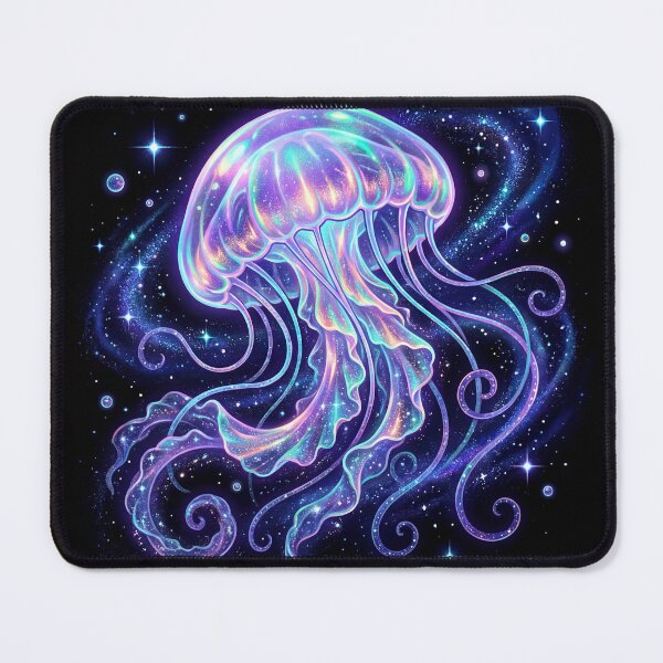 Item preview, Cosmic Bioluminescent Jellyfish - Holographic Galaxy Space Art designed and sold by KuroAtelier.