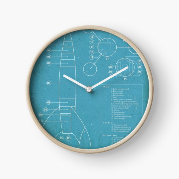 Tintin Moon Rocket Imprimé Bleu Horloge