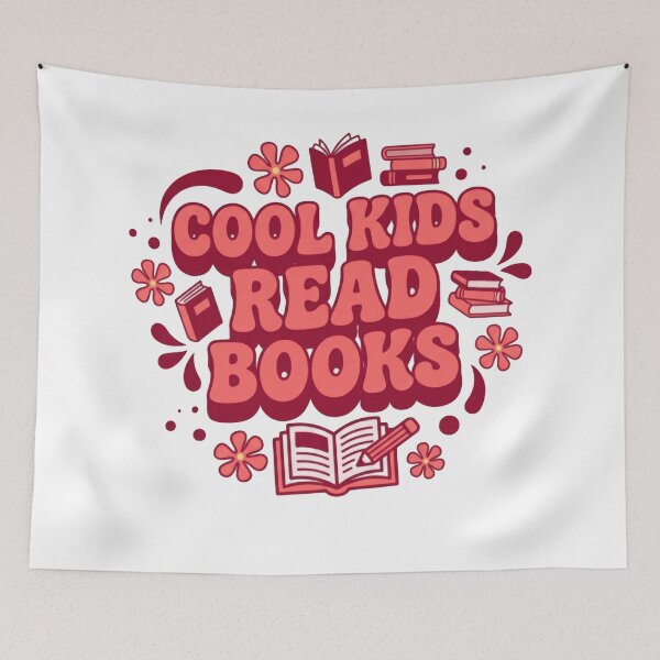 Item preview, Cool Kids Read Books Bold Red Floral Quote designed and sold by SkeletonsDanger.