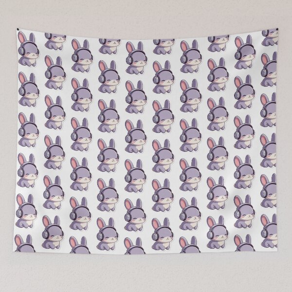 Item preview, Kawaii Rabbit Listening to Music designed and sold by ajcreation2343.