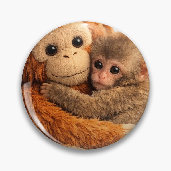 Item preview, Punch Monkey – Baby Japanese Macaque Hugging Stuffed Orangutan designed and sold by wilnickvisuals.
