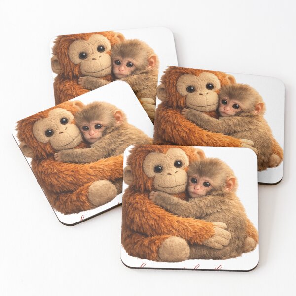 Item preview, Punch Monkey – Baby Japanese Macaque Hugging Stuffed Orangutan designed and sold by wilnickvisuals.