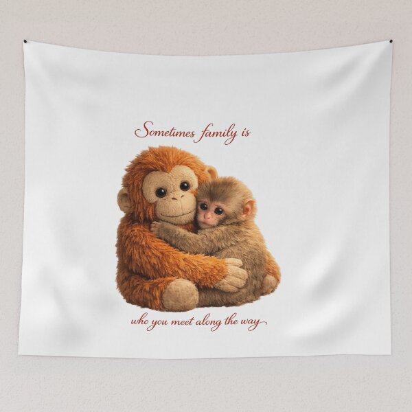 Item preview, Punch Monkey – Baby Japanese Macaque Hugging Stuffed Orangutan designed and sold by wilnickvisuals.