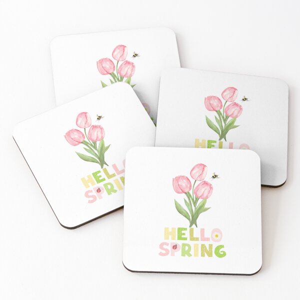Item preview, Hello Spring with Tulips, Ladybird, Bee and a Daisy designed and sold by Fantacaroo Designs.
