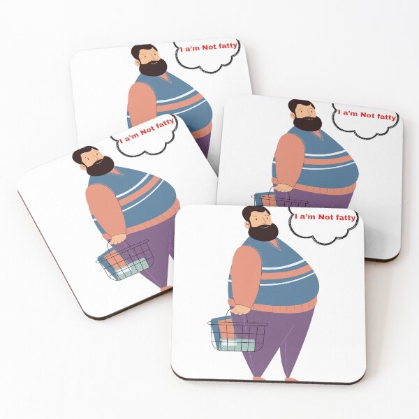Item preview, "I'm Not Fatty" Funny Cartoon Bearded Man Sticker designed and sold by SumeetCreativeArt.