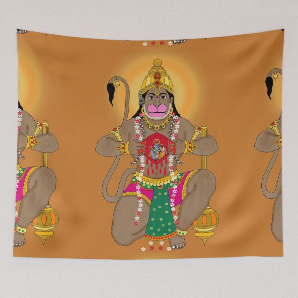 Item preview, Lord Hanuman Powerful Design – Hindu Devotional Art Illustration designed and sold by Harshit_Digital_Arts.