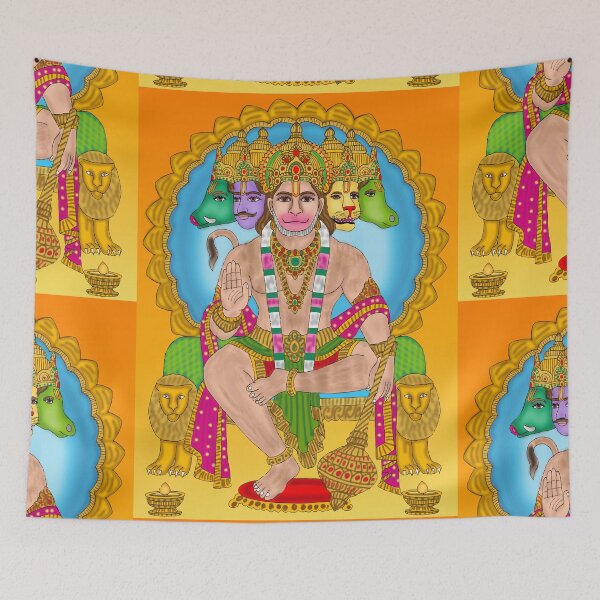 Item preview, Panchmukhi Hanuman Divine Energy Artwork – Modern Hindu Spiritual Design designed and sold by Harshit_Digital_Arts.