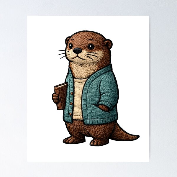 Item preview, Creative Introvert Otter – Minimal Embroidered Patch Aesthetic Art designed and sold by ColorSplash123.