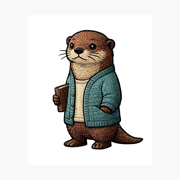 Item preview, Creative Introvert Otter – Minimal Embroidered Patch Aesthetic Art designed and sold by ColorSplash123.