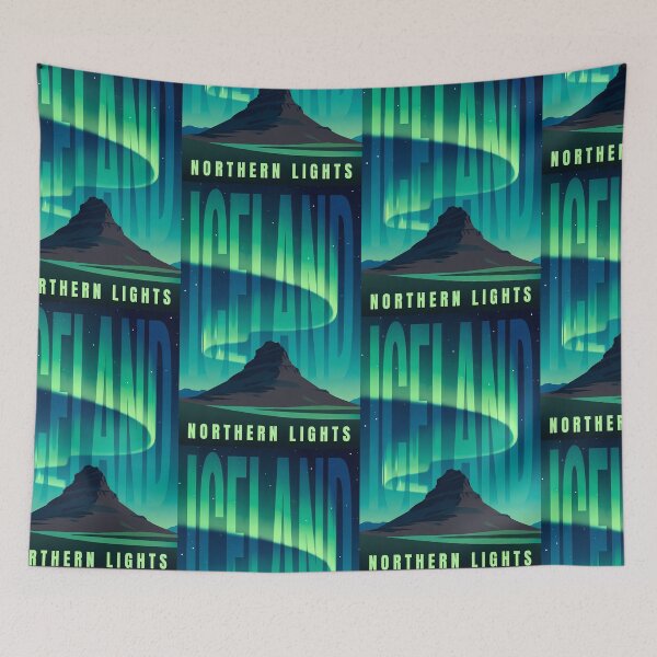 Item preview, Iceland Travel – Northern Lights Vintage Art designed and sold by Atlas Poster Co..