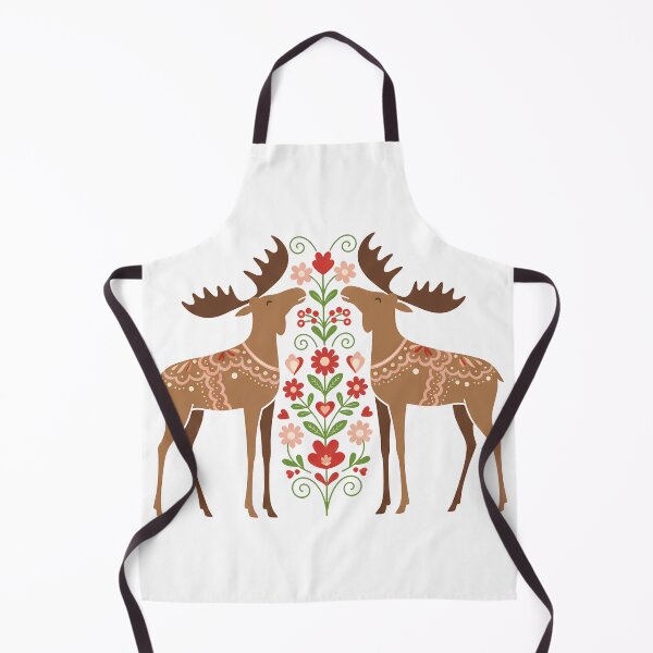 Item preview, Moose with Floral Motifs Illustration – Scandinavian Folk Art by heidiannemorris © designed and sold by FOLK ART FUSION by heidiannemorris.