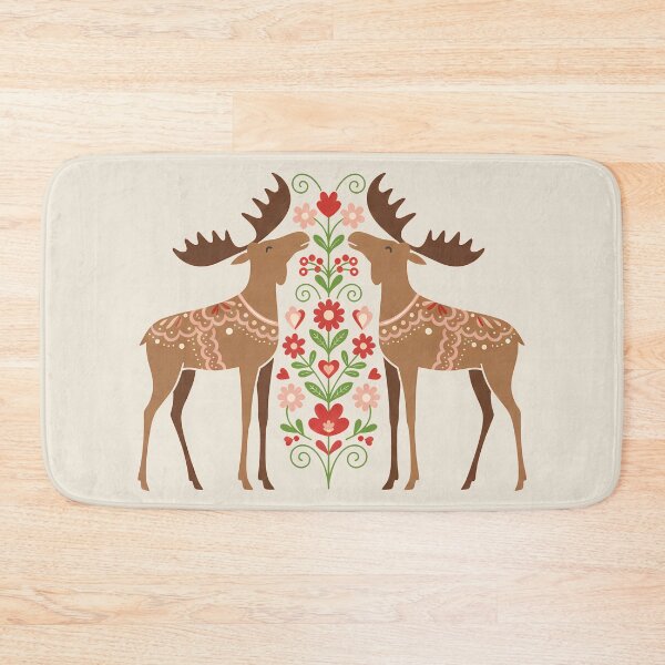 Item preview, Moose with Floral Motifs Illustration – Scandinavian Folk Art by heidiannemorris © designed and sold by FOLK ART FUSION by heidiannemorris.