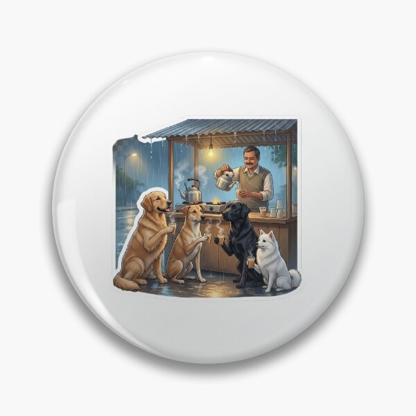 Item preview, Rainy Tapri Chai Dogs – Cozy Street Tea Stall Sticker designed and sold by Tyzuu.