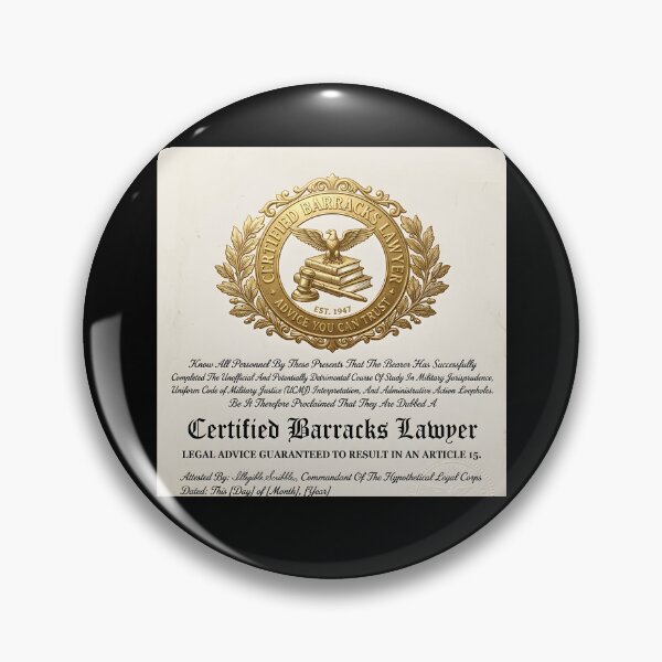 Item preview, Certified Barracks Lawyer UCMJ Joke Funny Military Parody designed and sold by CharlieFox03.