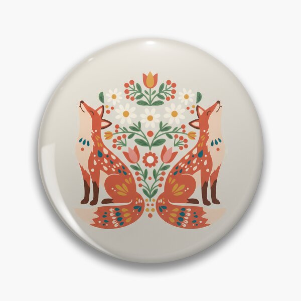 Item preview, Red Foxes Tulips and Daisies – Scandinavian Folk Art by heidiannemorris © designed and sold by FOLK ART FUSION by heidiannemorris.