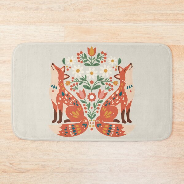 Item preview, Red Foxes Tulips and Daisies – Scandinavian Folk Art by heidiannemorris © designed and sold by FOLK ART FUSION by heidiannemorris.