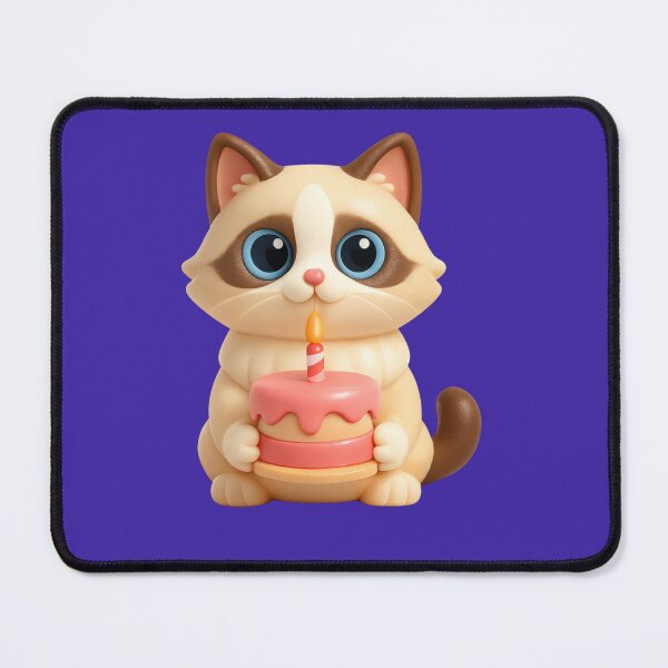Item preview, Cute cat with birthday cake Kawaii 3D designed and sold by Mauswohn.