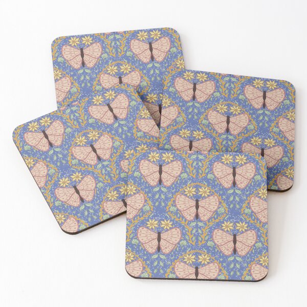 Item preview, Boho Floral Moth Ogee on Blue designed and sold by Jodi Mahaffey.