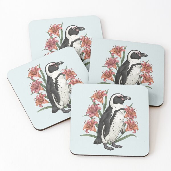 Item preview, African Penguin and Botanical Tiger Lilies designed and sold by BirdsnStuff.