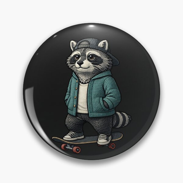 Item preview, Urban Skater Raccoon – Premium Embroidered Streetwear Aesthetic designed and sold by ColorSplash123.