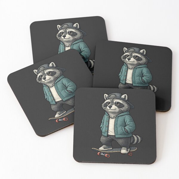 Item preview, Urban Skater Raccoon – Premium Embroidered Streetwear Aesthetic designed and sold by ColorSplash123.