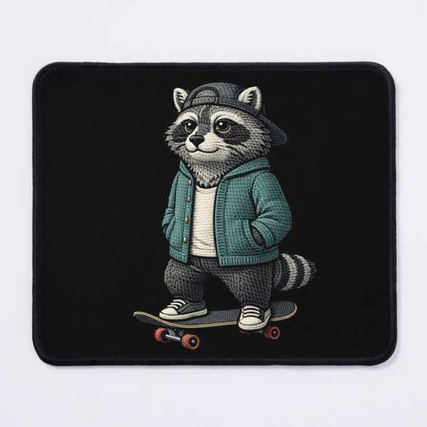 Item preview, Urban Skater Raccoon – Premium Embroidered Streetwear Aesthetic designed and sold by ColorSplash123.