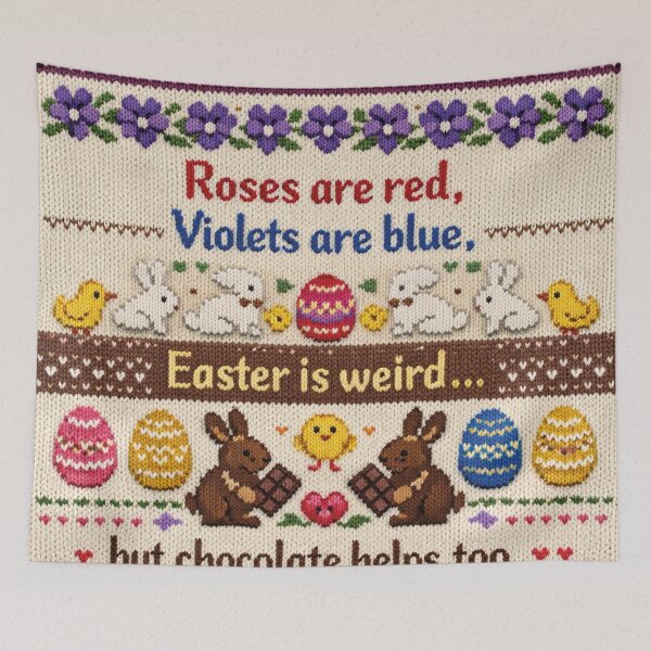 Item preview, Funny Easter saying knitting pattern with chocolate designed and sold by Mauswohn.