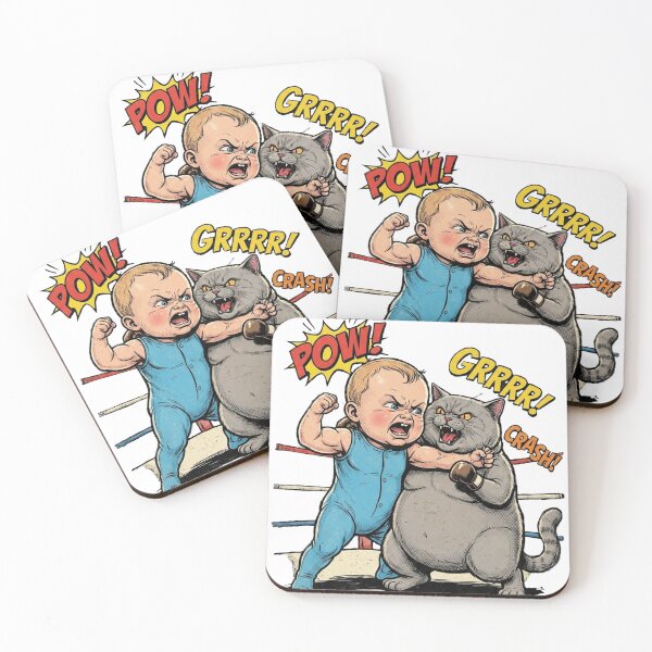Item preview, Cat vs Baby Boxing Match – Cute Funny Showdown Design designed and sold by PawMic.