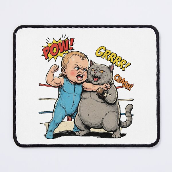 Item preview, Cat vs Baby Boxing Match – Cute Funny Showdown Design designed and sold by PawMic.
