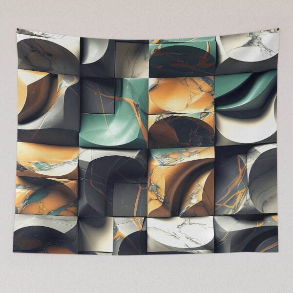 Item preview, Abstract Geometric Marbled Art Green And Golden Shapes  designed and sold by DEC02.