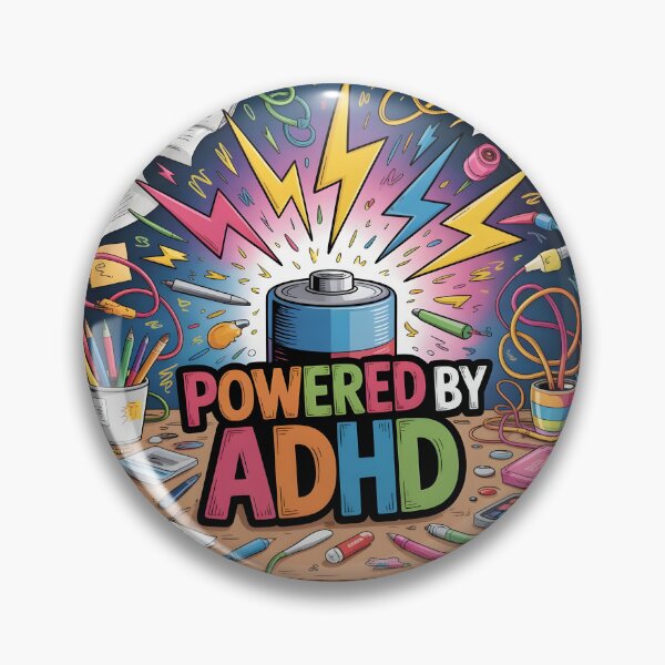 Item preview, Powered by ADHD – Colorful Neurodivergent Energy Design designed and sold by ArcticFoxStudio.