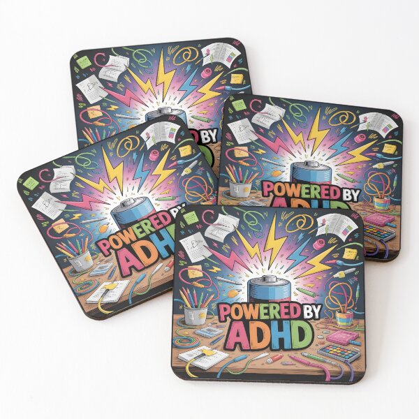 Item preview, Powered by ADHD – Colorful Neurodivergent Energy Design designed and sold by ArcticFoxStudio.