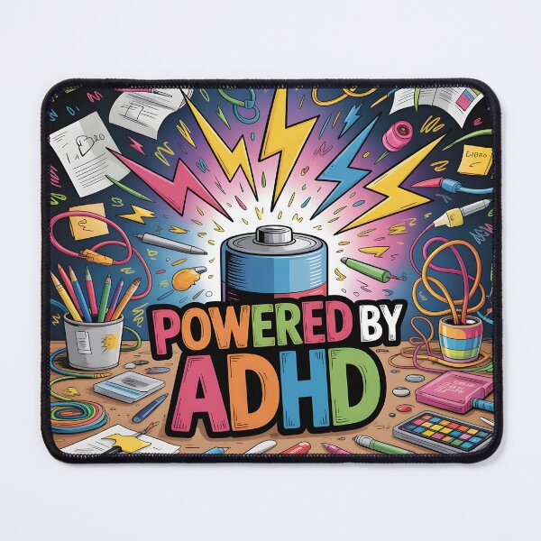 Item preview, Powered by ADHD – Colorful Neurodivergent Energy Design designed and sold by ArcticFoxStudio.