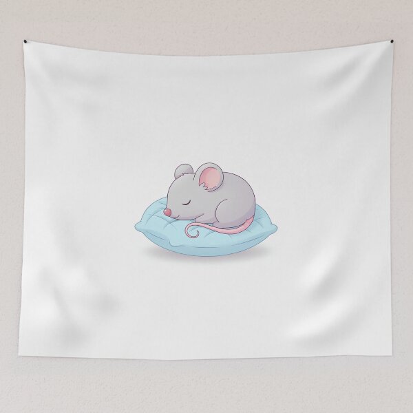 Item preview, Sleeping mouse on blue pillow designed and sold by mayatA-rt.