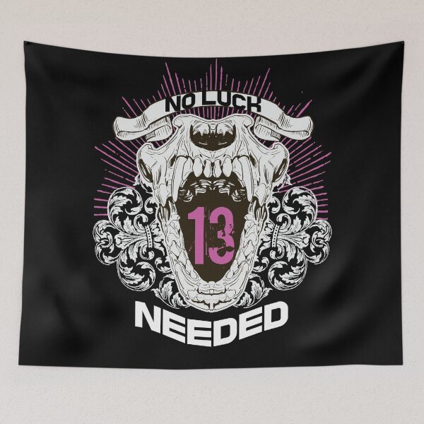 Item preview, No Luck Needed - Neon Purple Roaring Skull Streetwear designed and sold by snapifyprints.