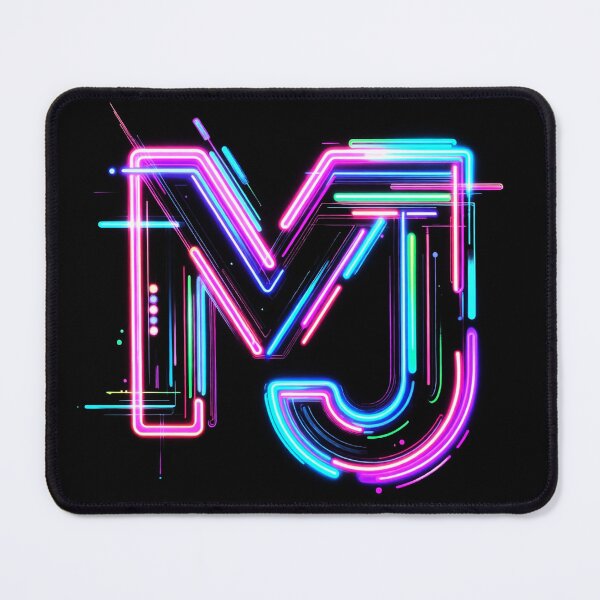 Item preview, MJ King Of Dance Neon Glow Initials Logo Art designed and sold by ExploreAura Studio.