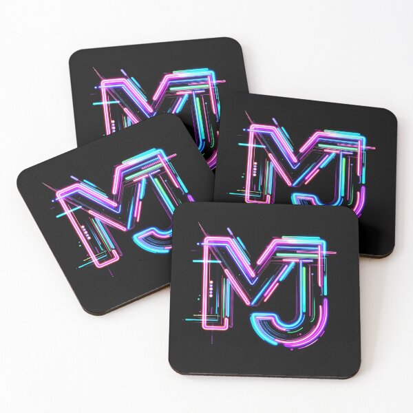 Item preview, MJ King Of Dance Neon Glow Initials Logo Art designed and sold by ExploreAura Studio.