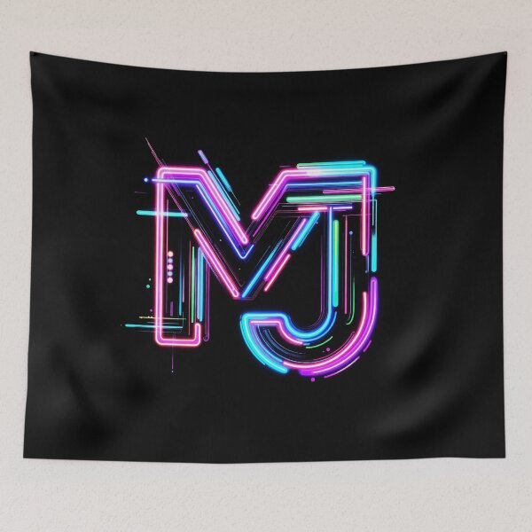 Item preview, MJ King Of Dance Neon Glow Initials Logo Art designed and sold by ExploreAura Studio.