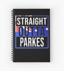 Straight Outta Parkes Retro Style - Gift For An Australian From Parkes in New South Wales , Design Has The Australia Flag Embedded Spiral Notebook
