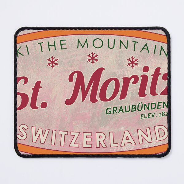 Item preview, St. Moritz, Switzerland, Graubünden, Ski, textured skiing badge designed and sold by Wanderful-roads.