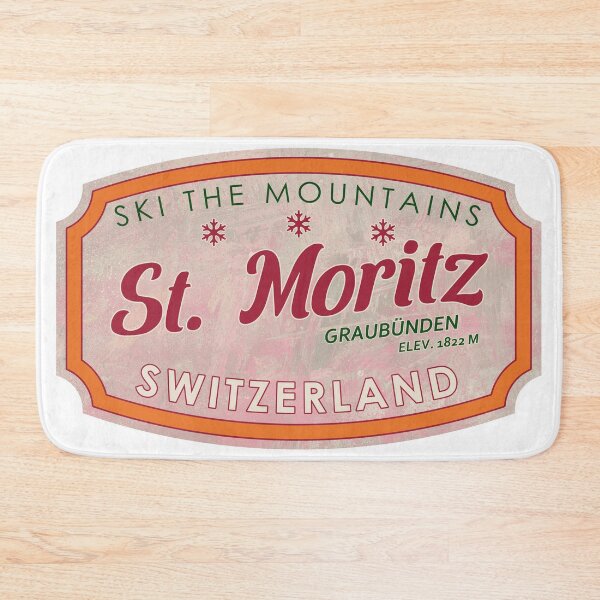 Item preview, St. Moritz, Switzerland, Graubünden, Ski, textured skiing badge designed and sold by Wanderful-roads.