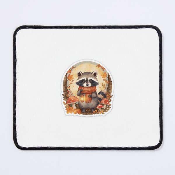 Item preview,  Cozy Raccoon with Lantern in Autumn Forest Sticker designed and sold by FernwoodPrints.